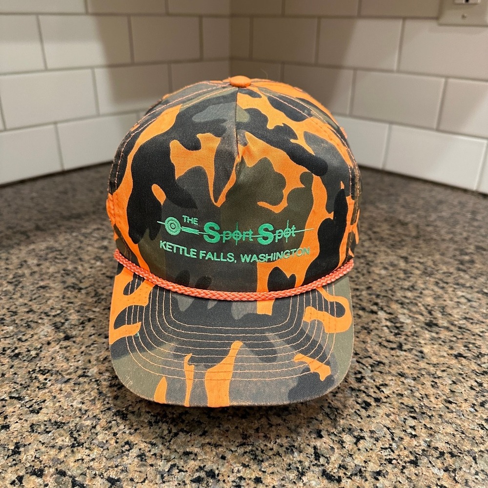 Vgt Sport Spot Kettle Falls WA Cobra Caps Trucker Hat Orange Camo Snapback